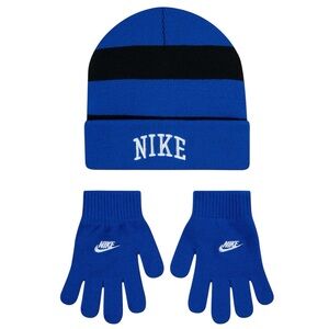 NIKE Kids Hat & Gloves Set Game Royal Blue Black NWT